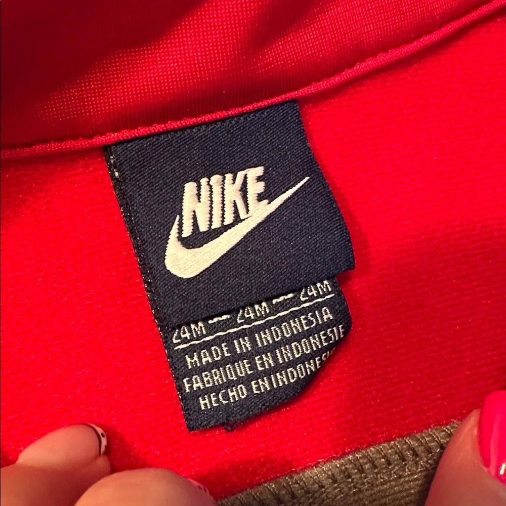 Nike Red and Gray Zip-Up Track Jacket